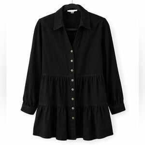 HYFVE Small Classic Black Jean tiered button down Jean jacket 100% cotton